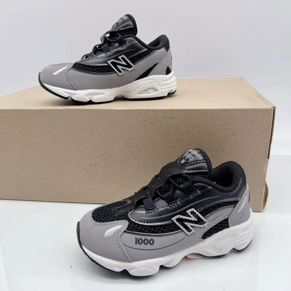 New Balance 1000 Bungee Lace Sneaker Black Gray Lace Up Size US 8.5